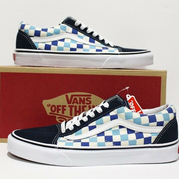 vans old skool blue topaz checkerboard